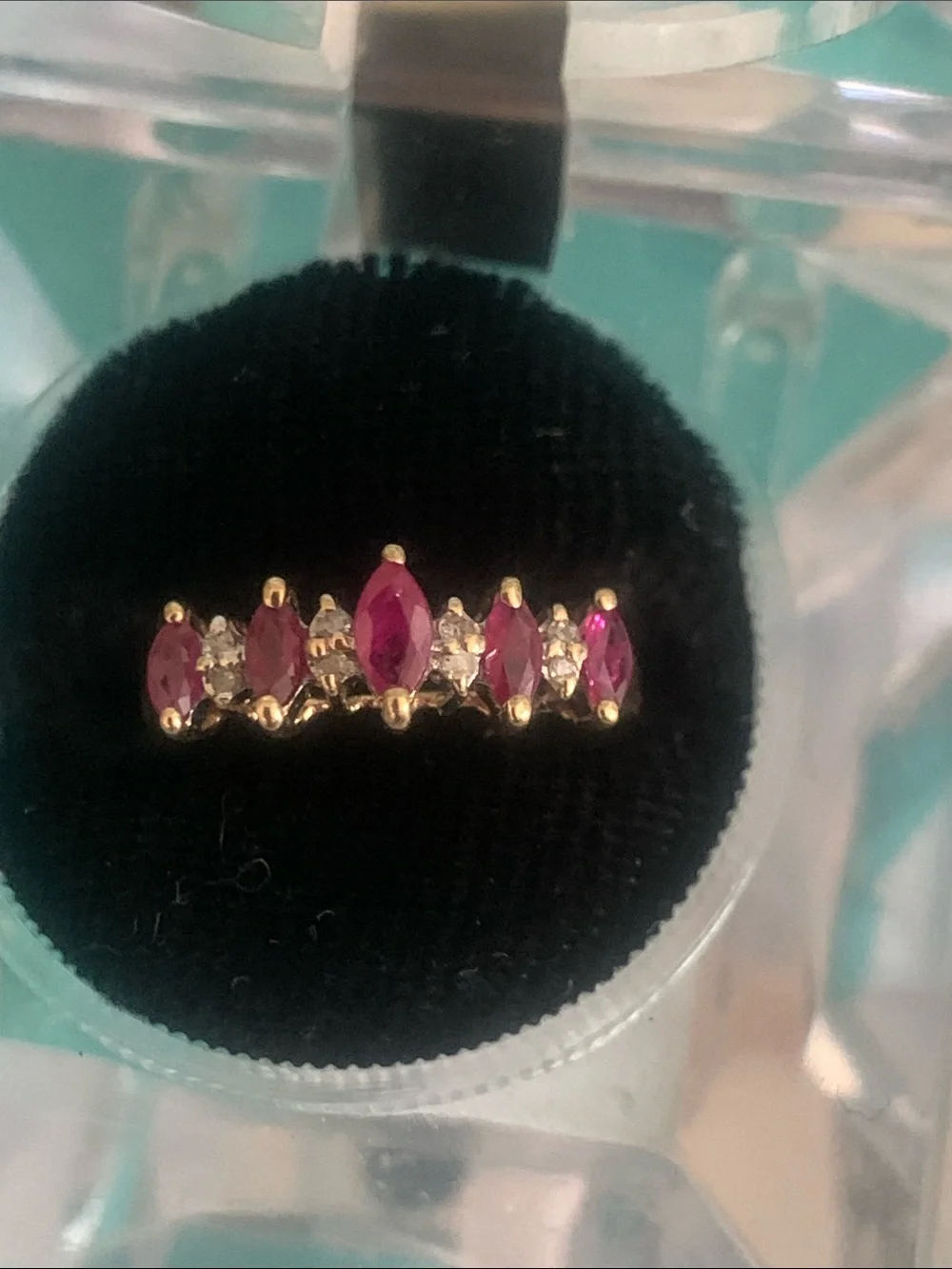 Vintage solid gold ruby and Diamond band